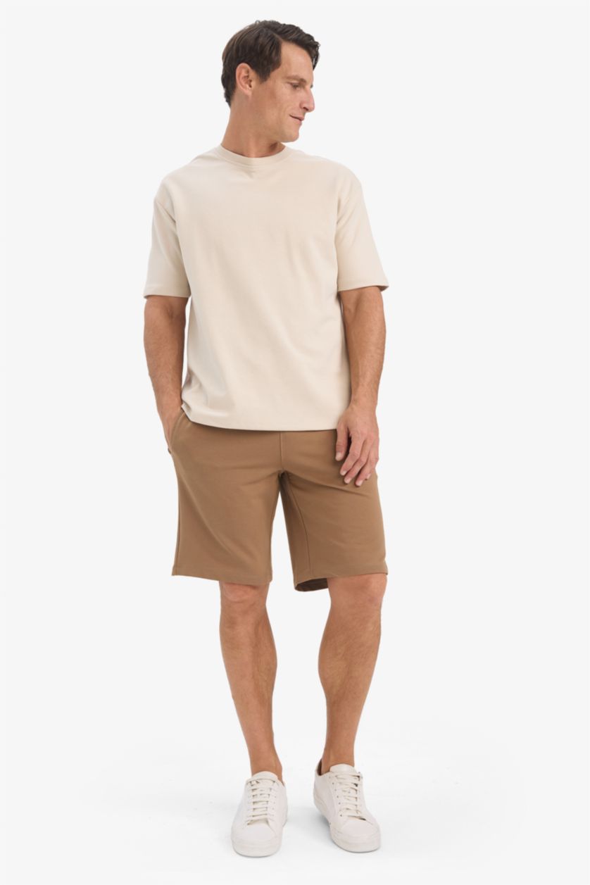 HOMME Marron Clair Short basique avec poches et cordon de serrage
