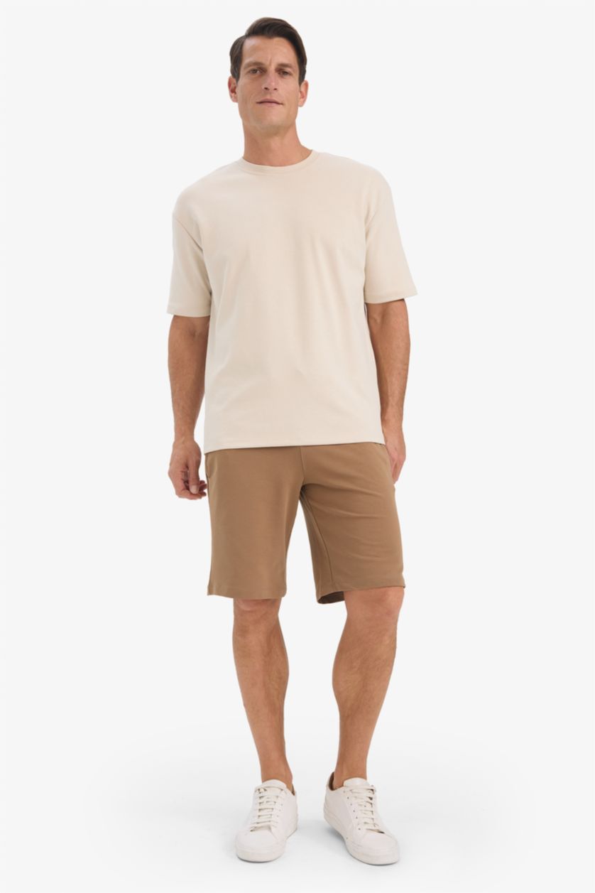 HOMME Marron Clair Short basique avec poches et cordon de serrage