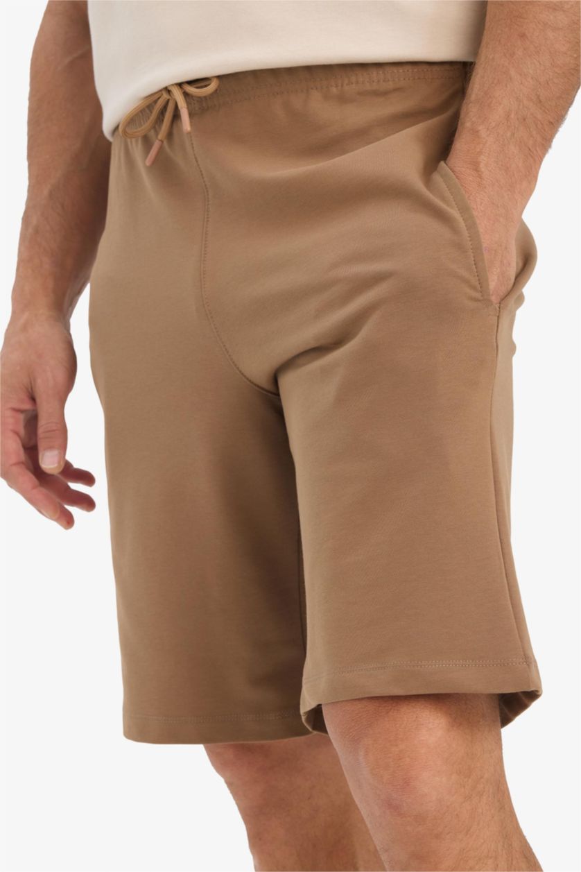 HOMME Marron Clair Short basique avec poches et cordon de serrage