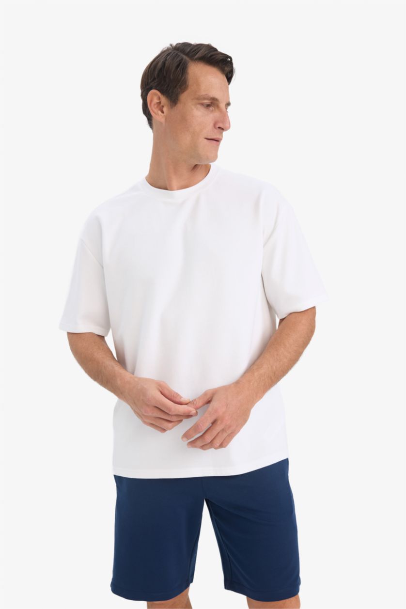 رجال كحلي شورت من قماش سويت