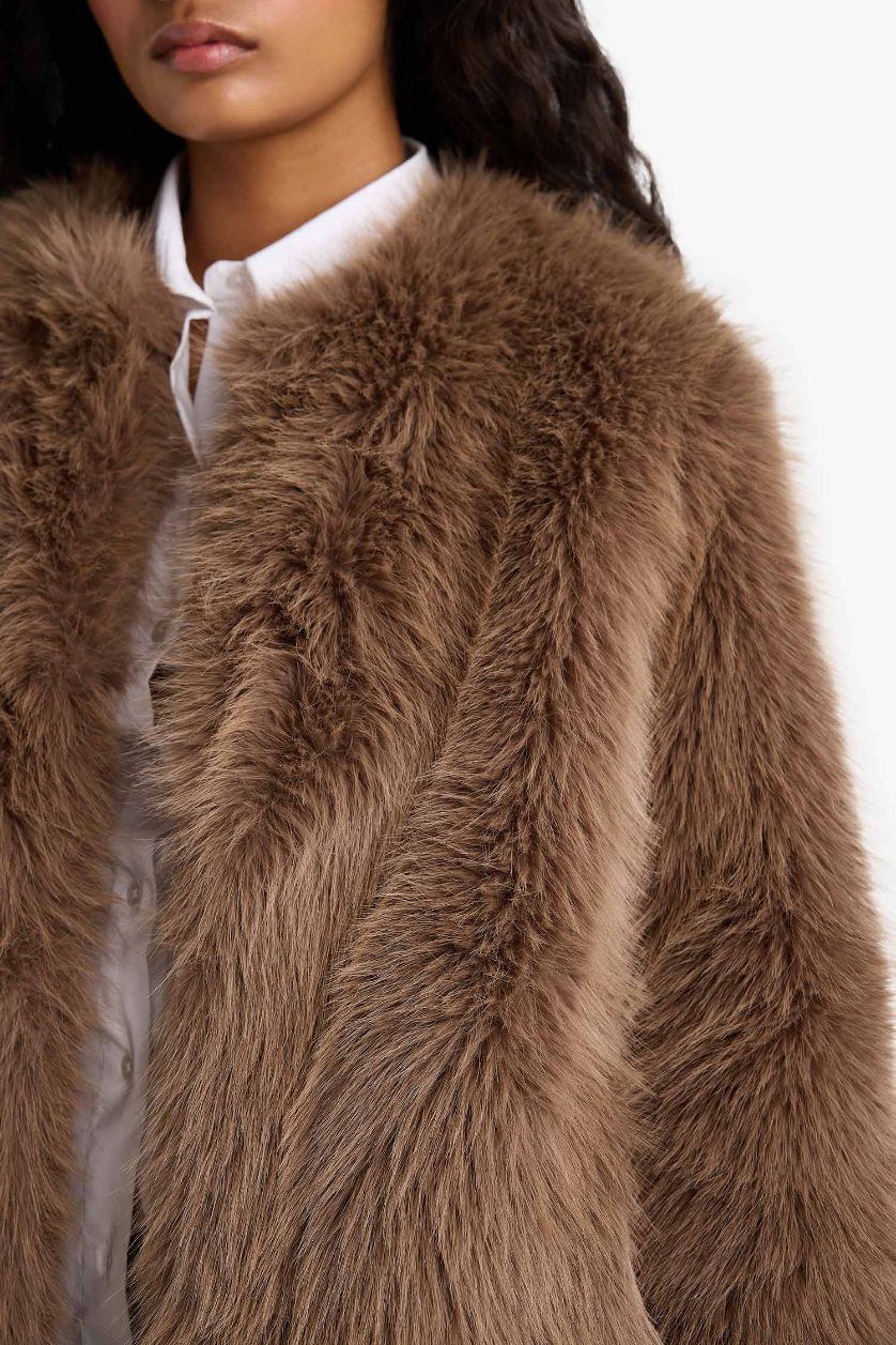 Женщины Коричневый Regular Fit искусственный мех