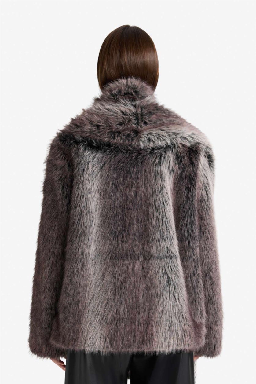 Women Grey Faux Fur