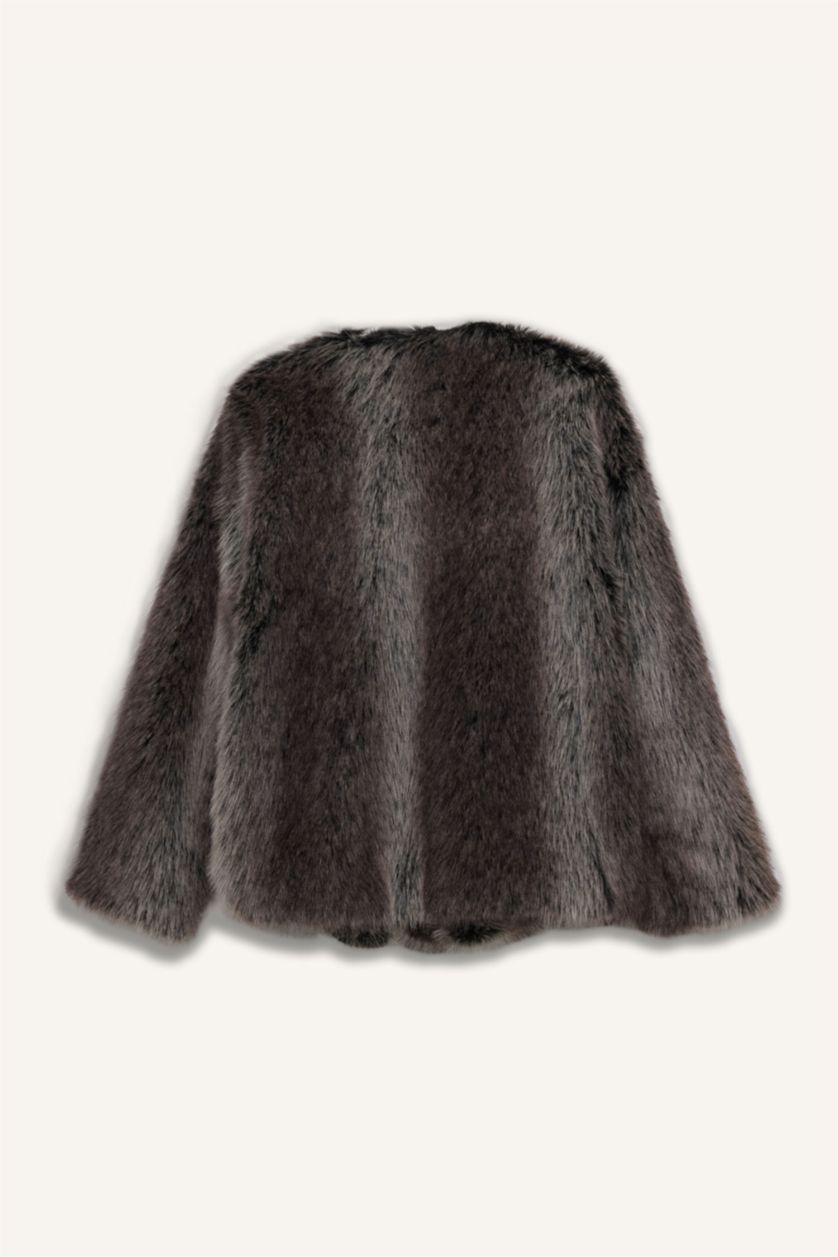 Women Grey Faux Fur