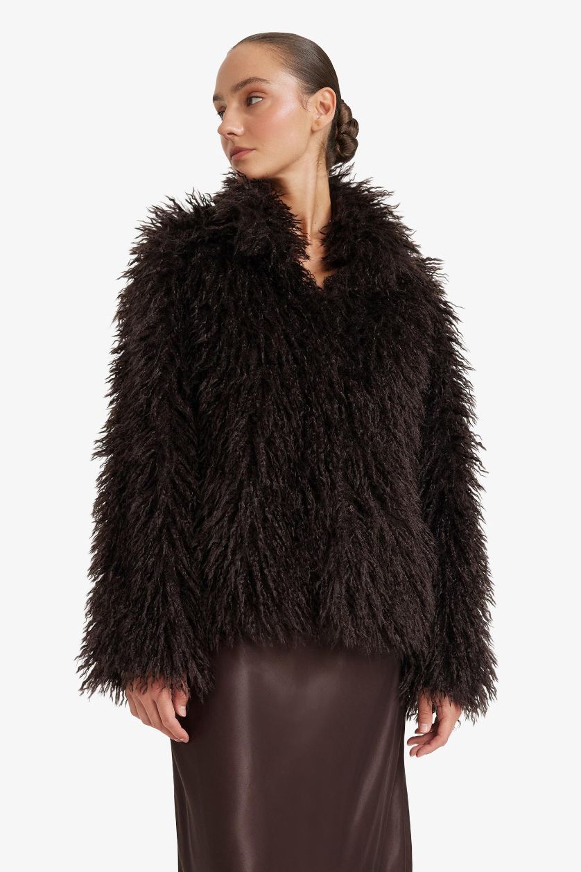 Kadın Kahve Regular Fit Suni Kürk 