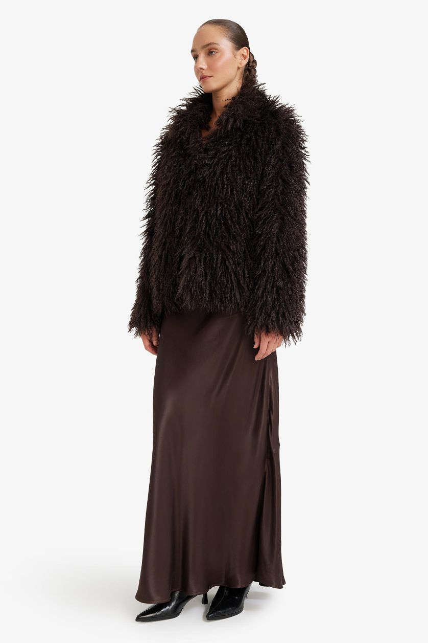 Kadın Kahve Regular Fit Suni Kürk 