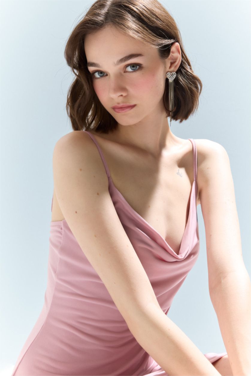 Woman Rose Strappy Mini Dress