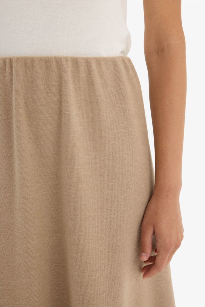 Әйелдерге Бежевый Меланж a сызығы Трикотаж юбка