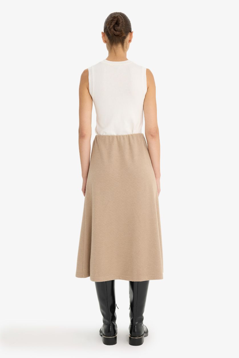 Әйелдерге Бежевый Меланж a сызығы Трикотаж юбка