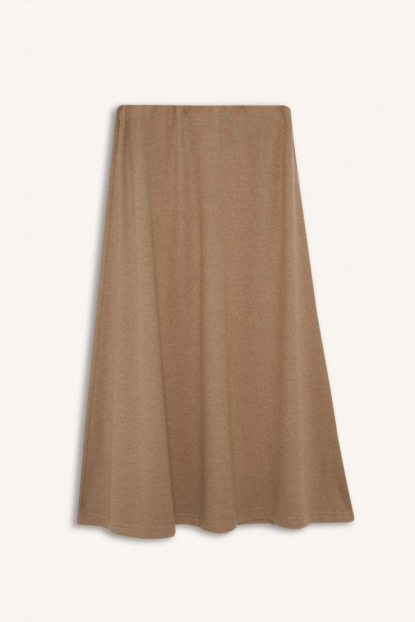 Әйелдерге Бежевый Меланж a сызығы Трикотаж юбка