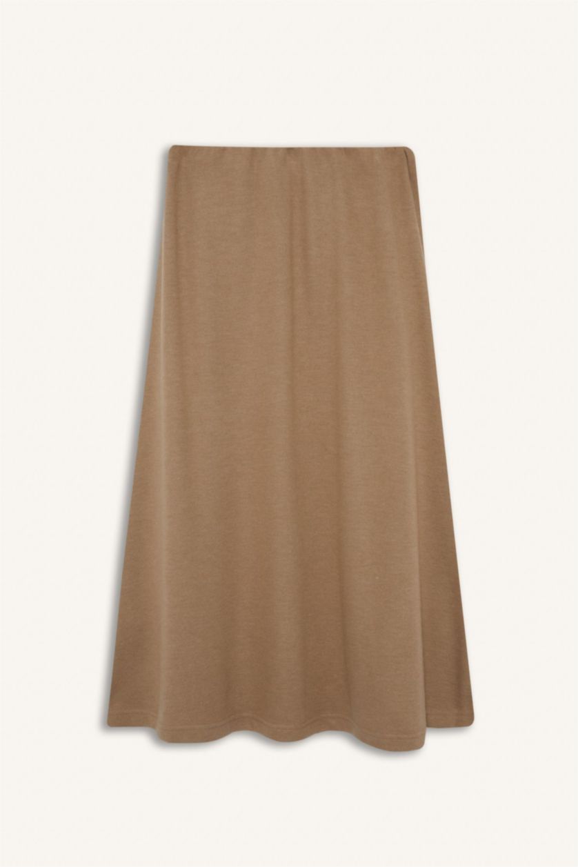 Әйелдерге Бежевый Меланж a сызығы Трикотаж юбка