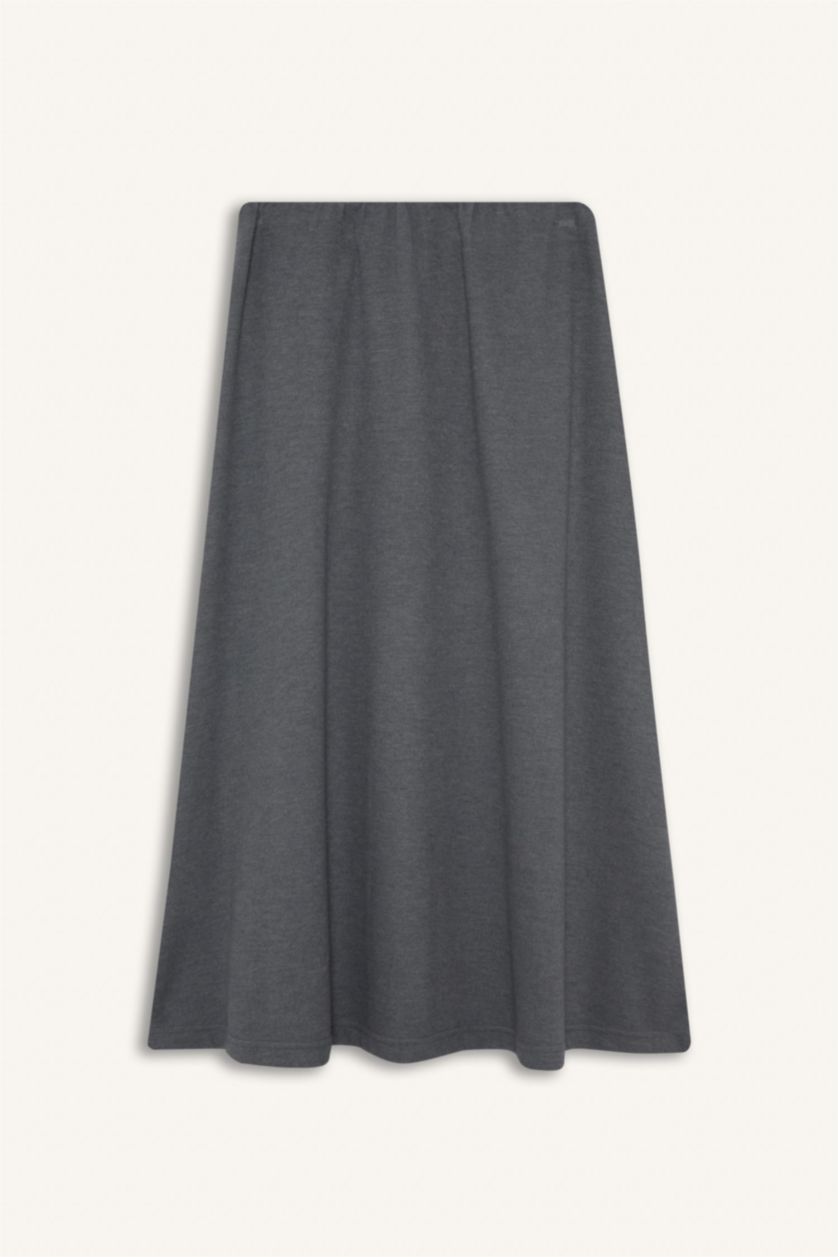 Әйелдерге Сұр Меланж a сызығы Трикотаж юбка