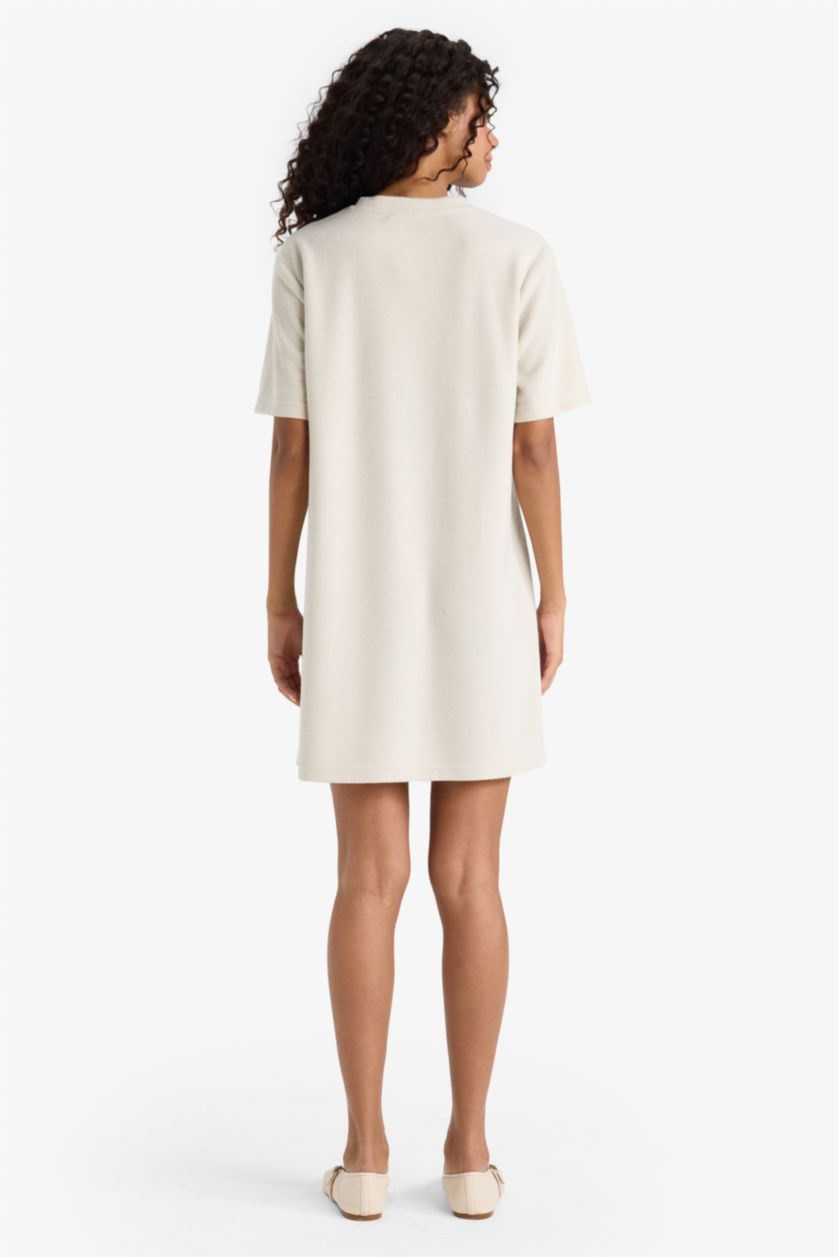 Әйелдерге Құм a сызығы с мойын қысқа жеңді Қысқа жеңді трикотаж көйлек