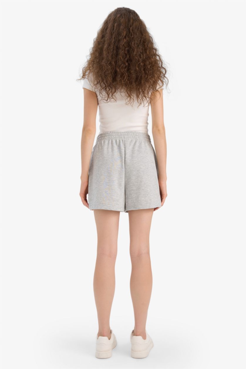 WOMAN Grey Melange Regular Fit Straight Leg Shorts