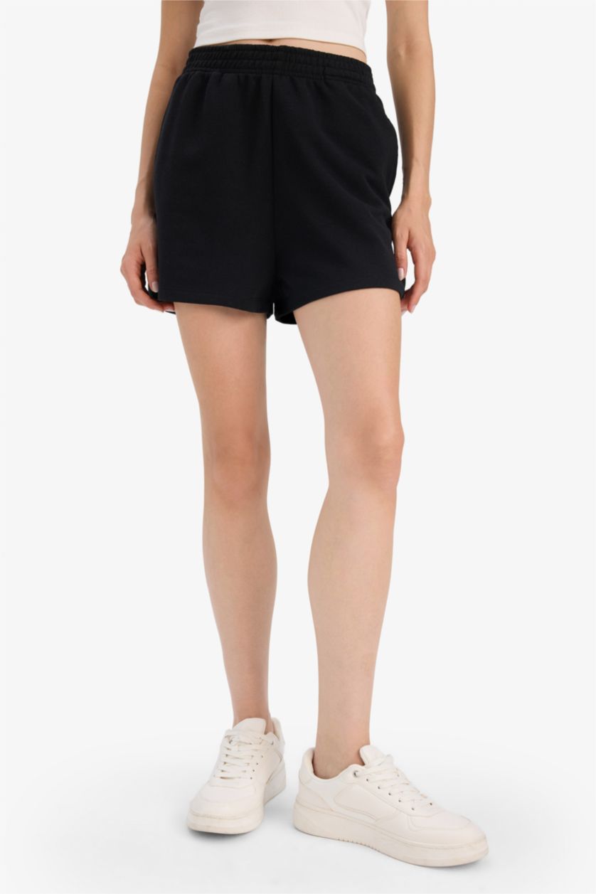 WOMAN Grey Melange Regular Fit Straight Leg Shorts