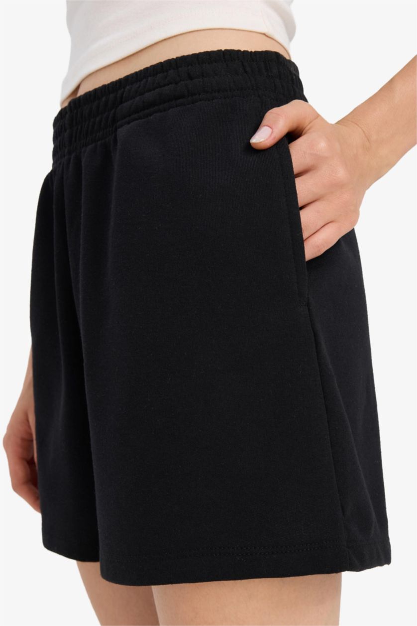 WOMAN Grey Melange Regular Fit Straight Leg Shorts