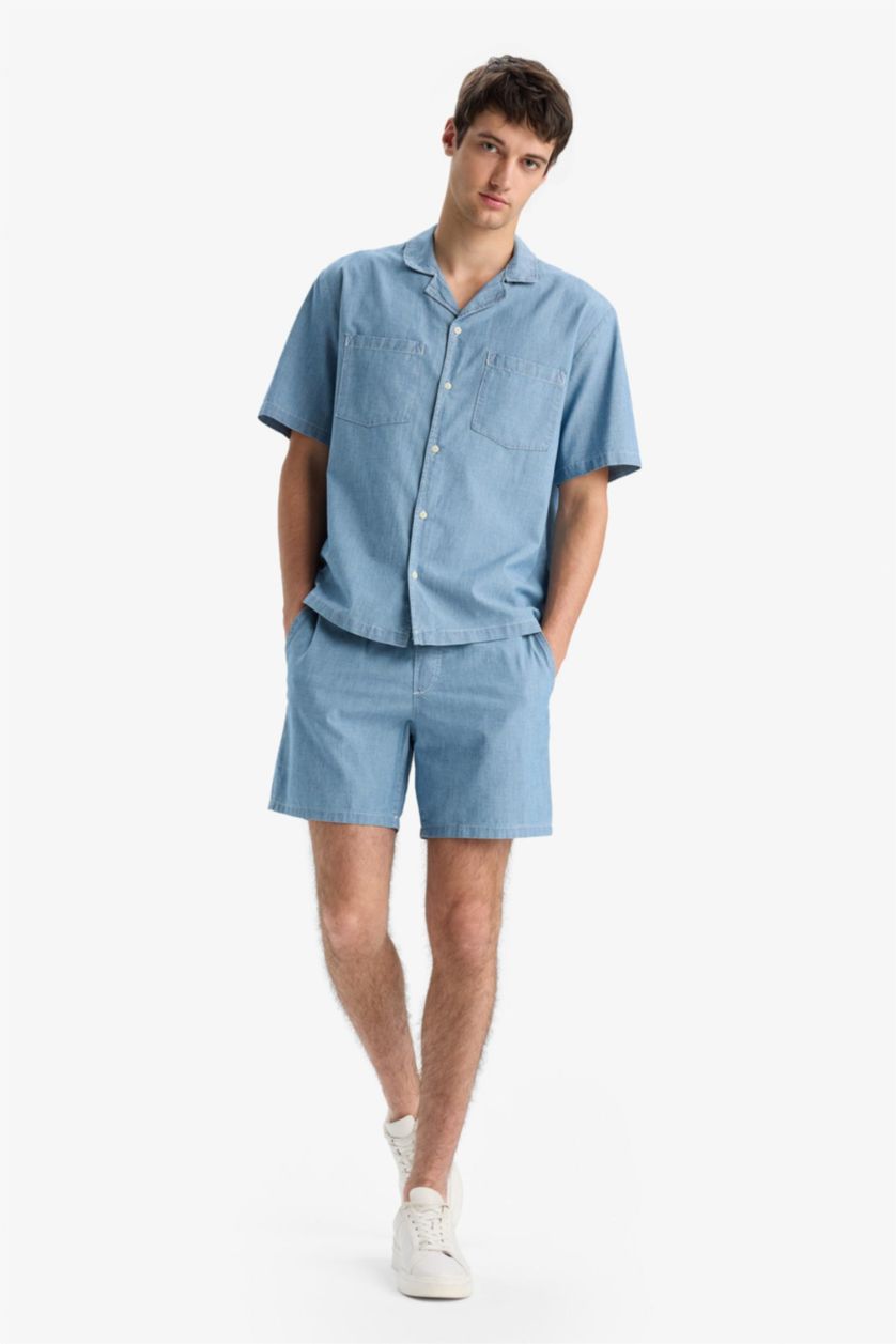 رجال أزرق شورت برمودا جينز قصة مريحة