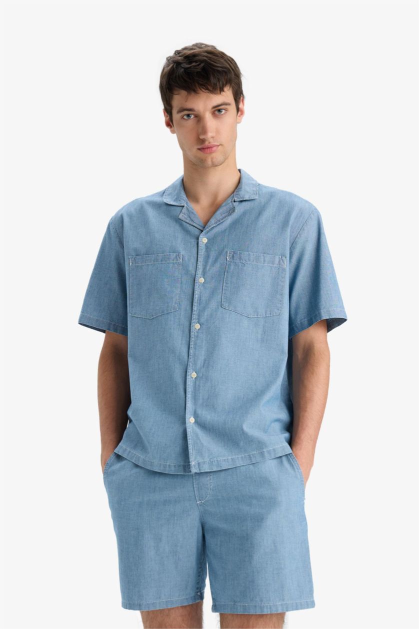 رجال أزرق شورت برمودا جينز قصة مريحة