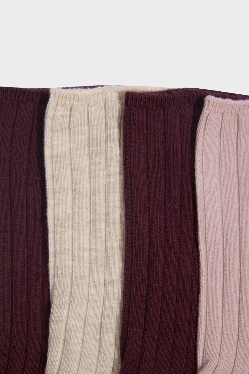 Kadın Bordo Kadın 5'li Pamuklu Uzun Çorap