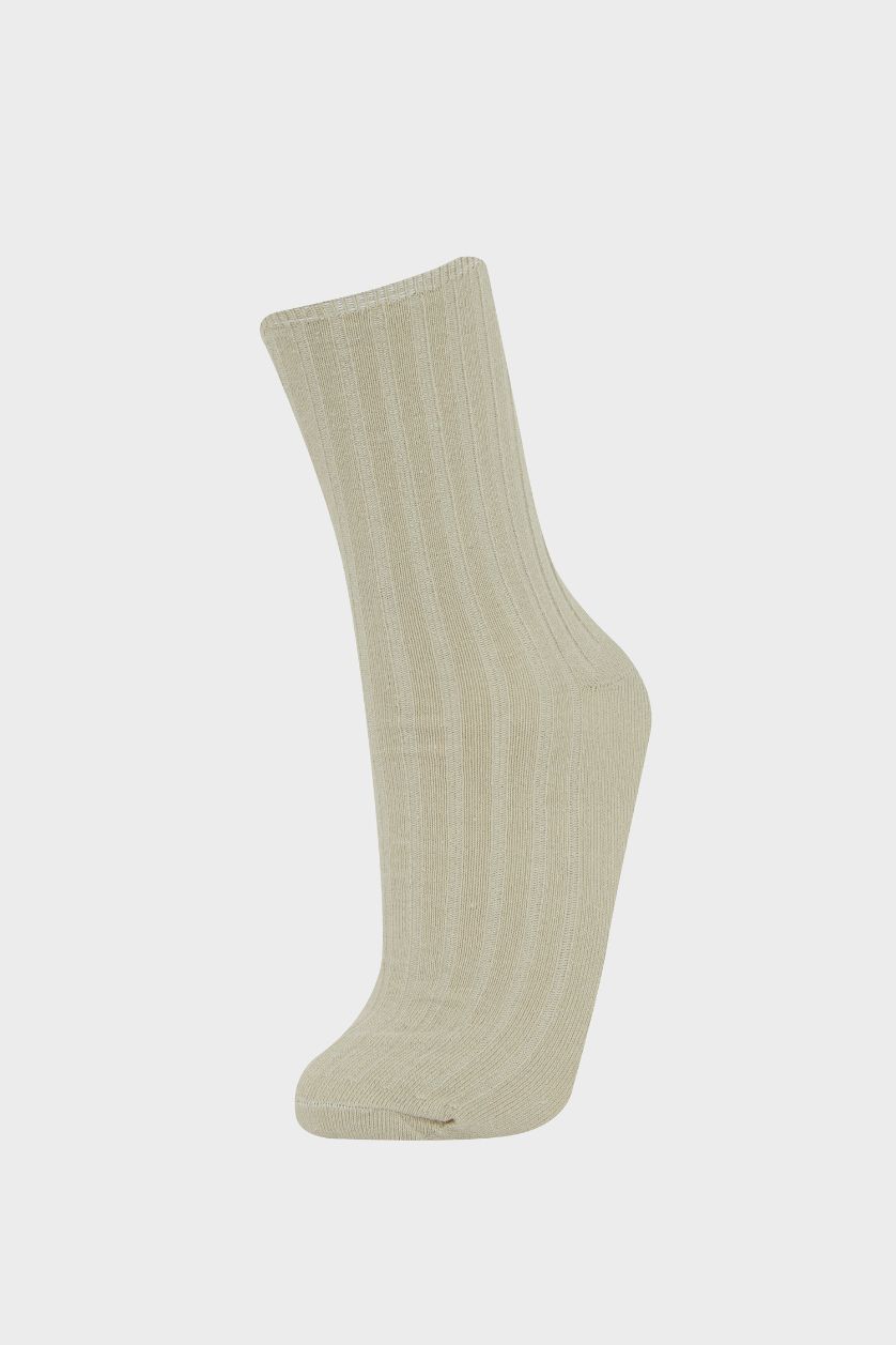 Kadın Yeşil Kadın 5'li Pamuklu Uzun Çorap