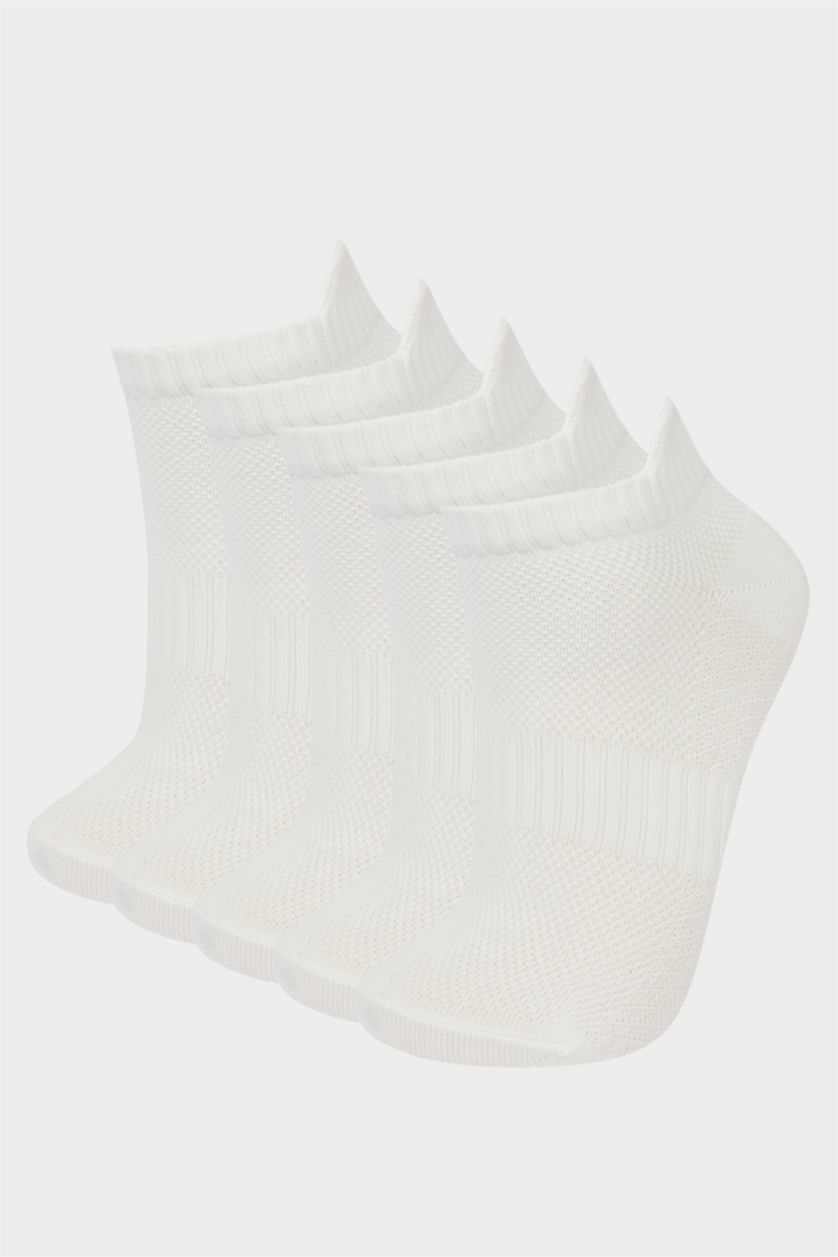 Kadın Beyaz Kadın 5'li Kısa Spor Çorap