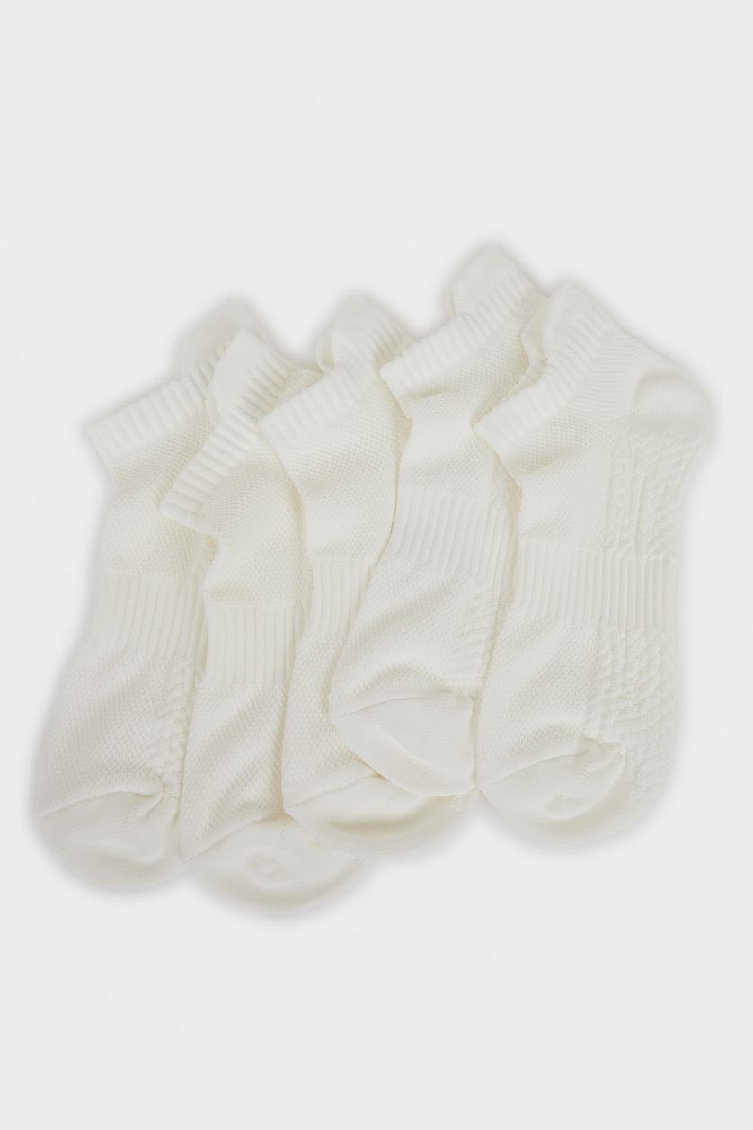 Kadın Beyaz Kadın 5'li Kısa Spor Çorap