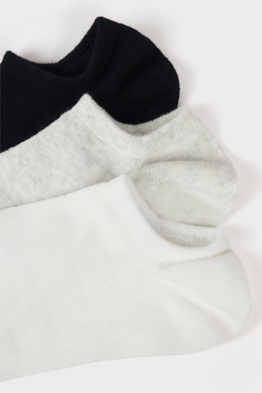 Kadın Karma Kadın Kalp Desenli 3'lü Pamuklu Patik Çorap