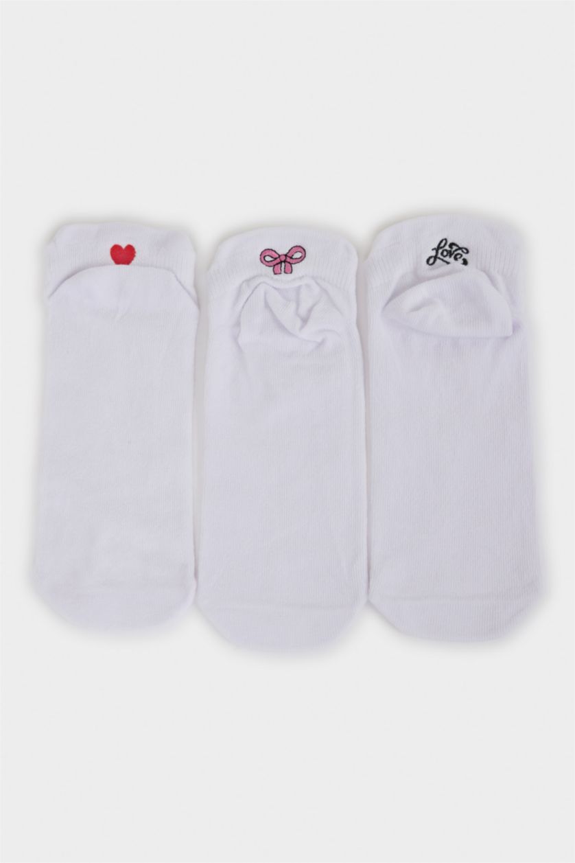 WOMAN Karma Woman Embroidered 3 piece Short Socks