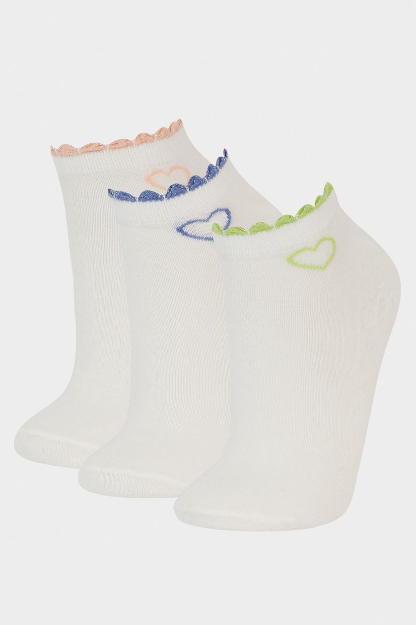 FEMME Blanc Lot de 3 paires de Chaussettes courtes en coton pour femme
