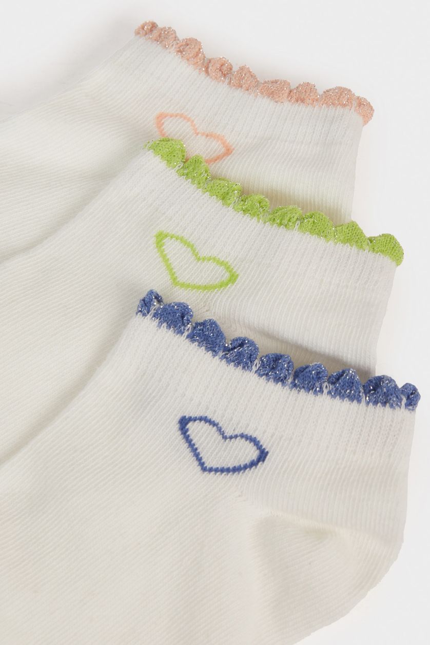 FEMME Blanc Lot de 3 paires de Chaussettes courtes en coton pour femme