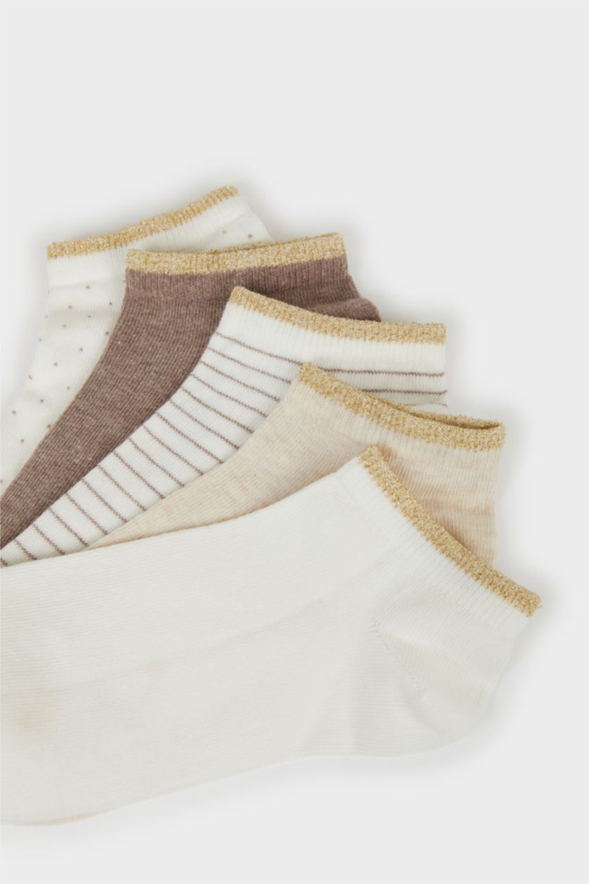 Kadın Karma Kadın Parıltılı 5'li Pamuklu Patik Çorap