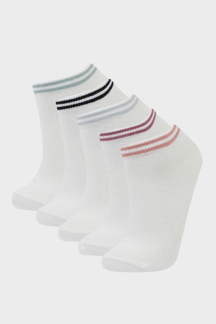 Kadın Beyaz Kadın 5'li Pamuklu Patik Çorap