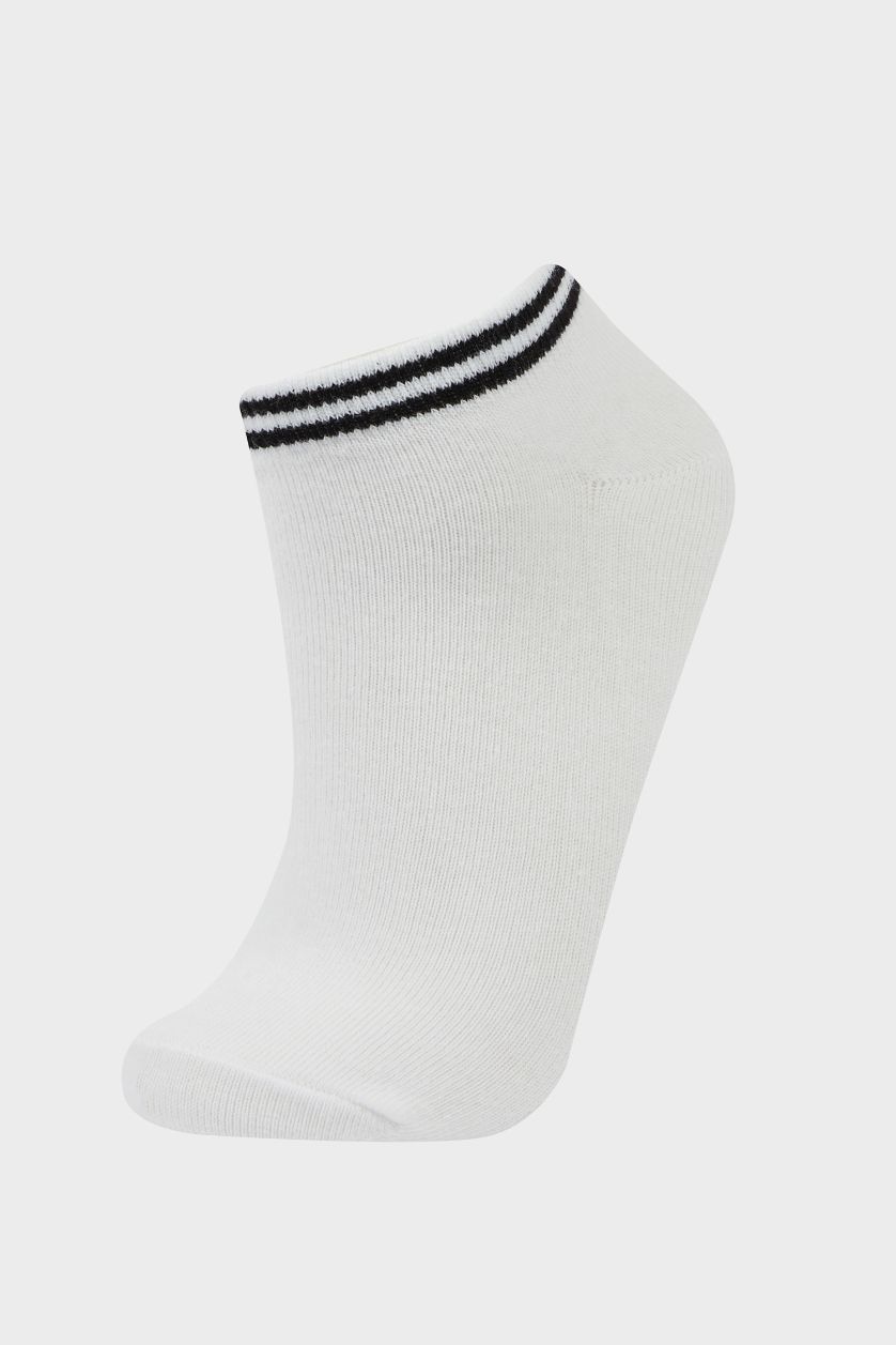 Kadın Beyaz Kadın 5'li Pamuklu Patik Çorap
