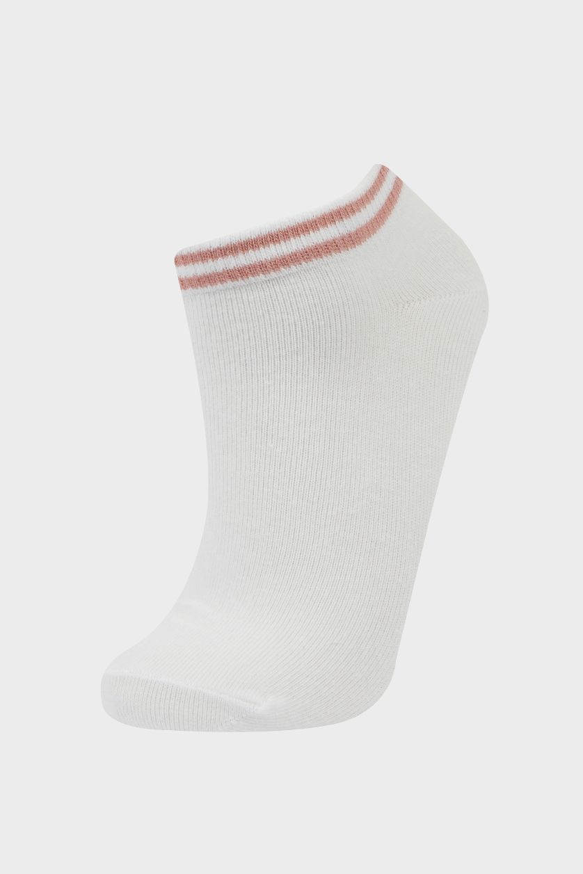 Kadın Beyaz Kadın 5'li Pamuklu Patik Çorap