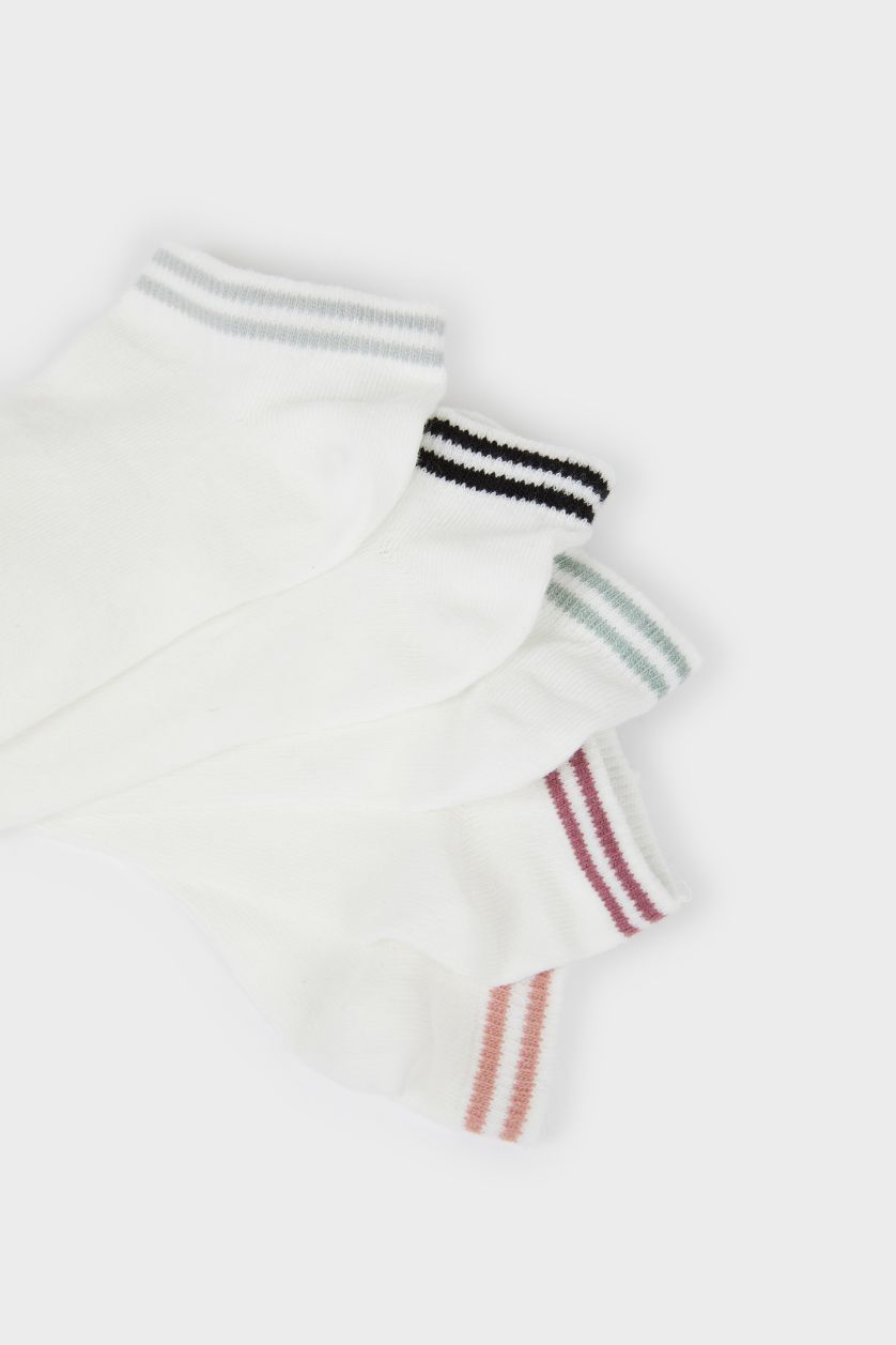 Kadın Beyaz Kadın 5'li Pamuklu Patik Çorap