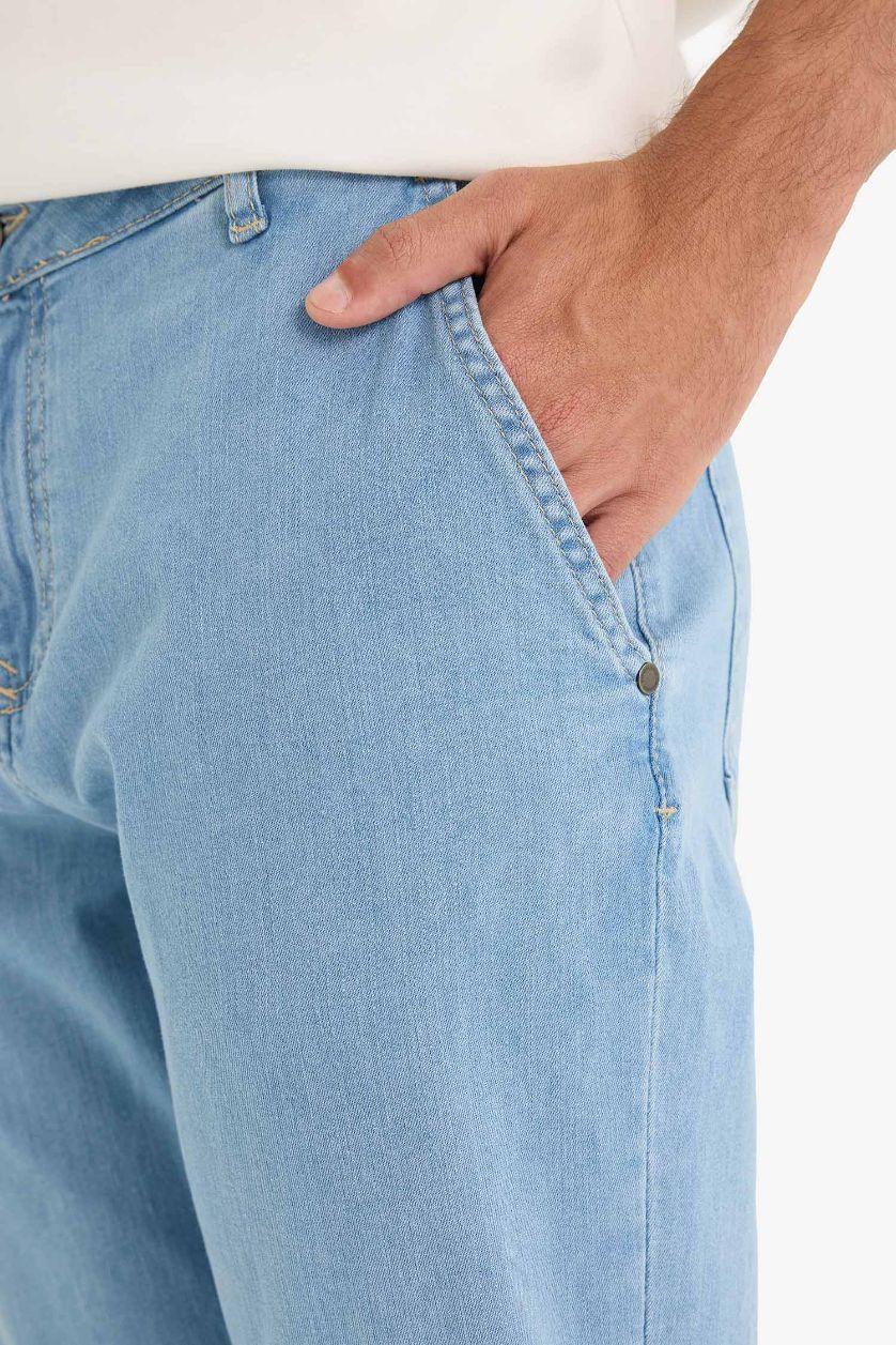 Ерлер Ашық Көк серджио - қалыпты пішім деним тұрақты етек Шалбар