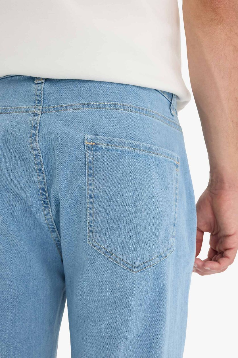 Ерлер Ашық Көк серджио - қалыпты пішім деним тұрақты етек Шалбар