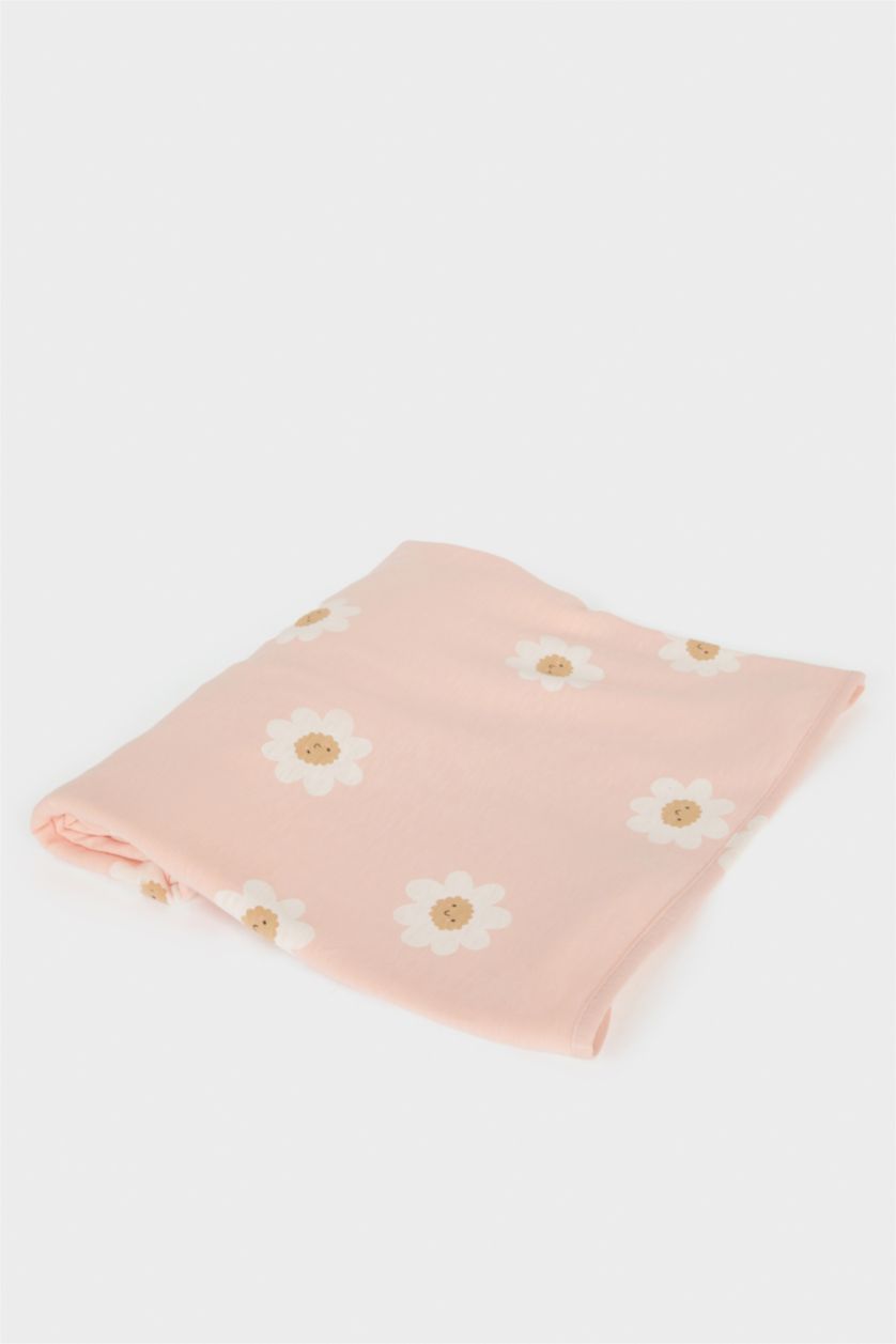 Kız Bebek Somon Kız Bebek Çiçek Desenli İçi Polarlı Battaniye