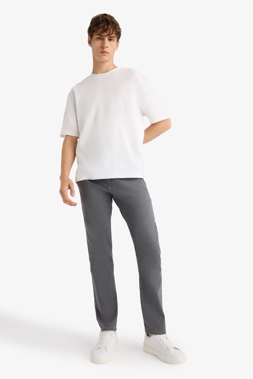 Erkek Gri Sergio Regular Fit Normal Bel Boru Paça Jean Pantolon