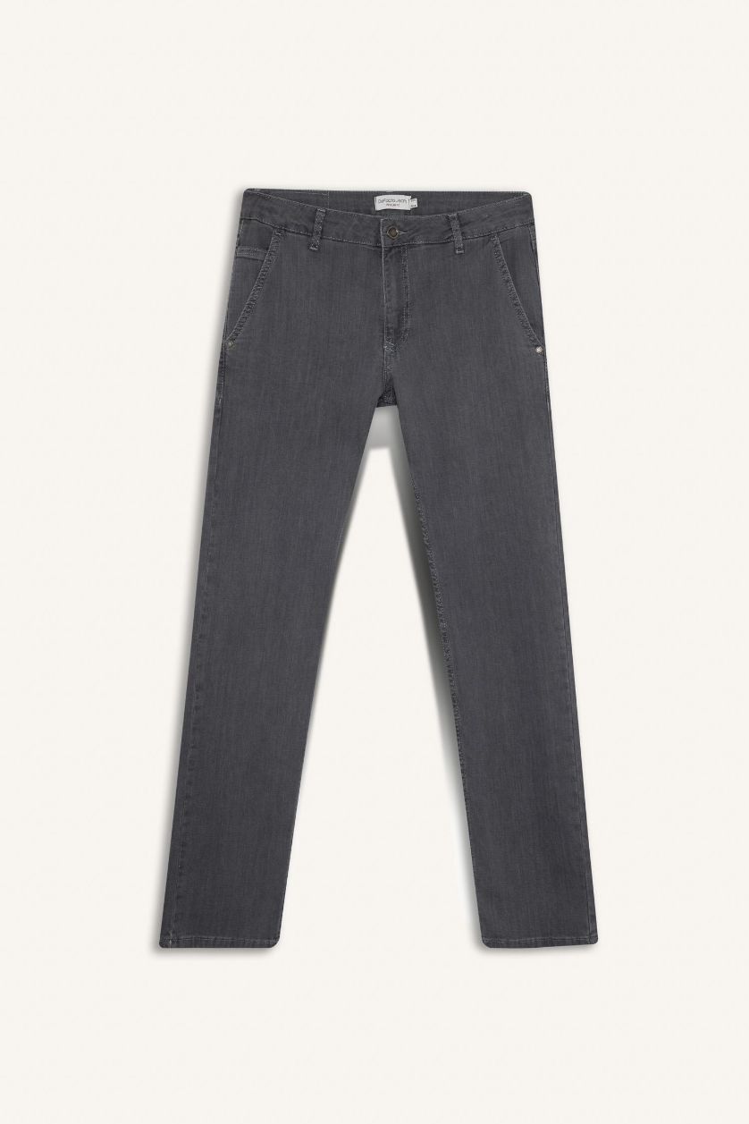 Erkek Gri Sergio Regular Fit Normal Bel Boru Paça Jean Pantolon