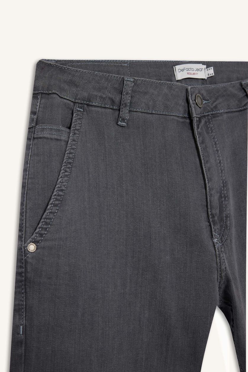 Erkek Gri Sergio Regular Fit Normal Bel Boru Paça Jean Pantolon