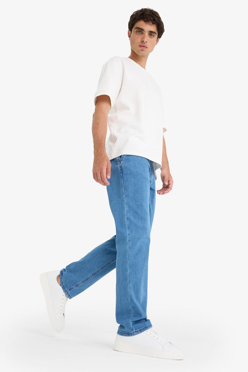 Erkek Mavi Sergio Regular Fit Normal Kalıp Normal Bel Boru Paça Jean Pantolon