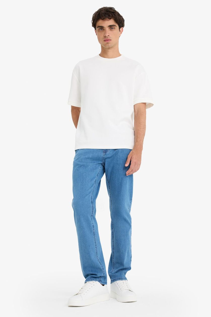 Erkek Mavi Sergio Regular Fit Normal Kalıp Normal Bel Boru Paça Jean Pantolon