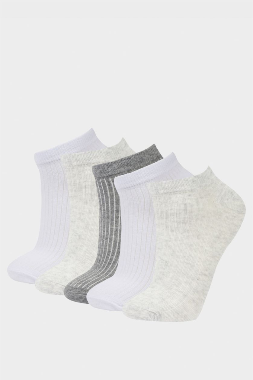 FEMME Gris Lot de 5 paires de Chaussettes courtes en coton pour femme