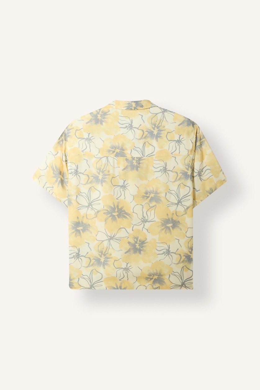Boys & Teens Yellow Boy Oversize Polo Neck Floral Viscose Shirt