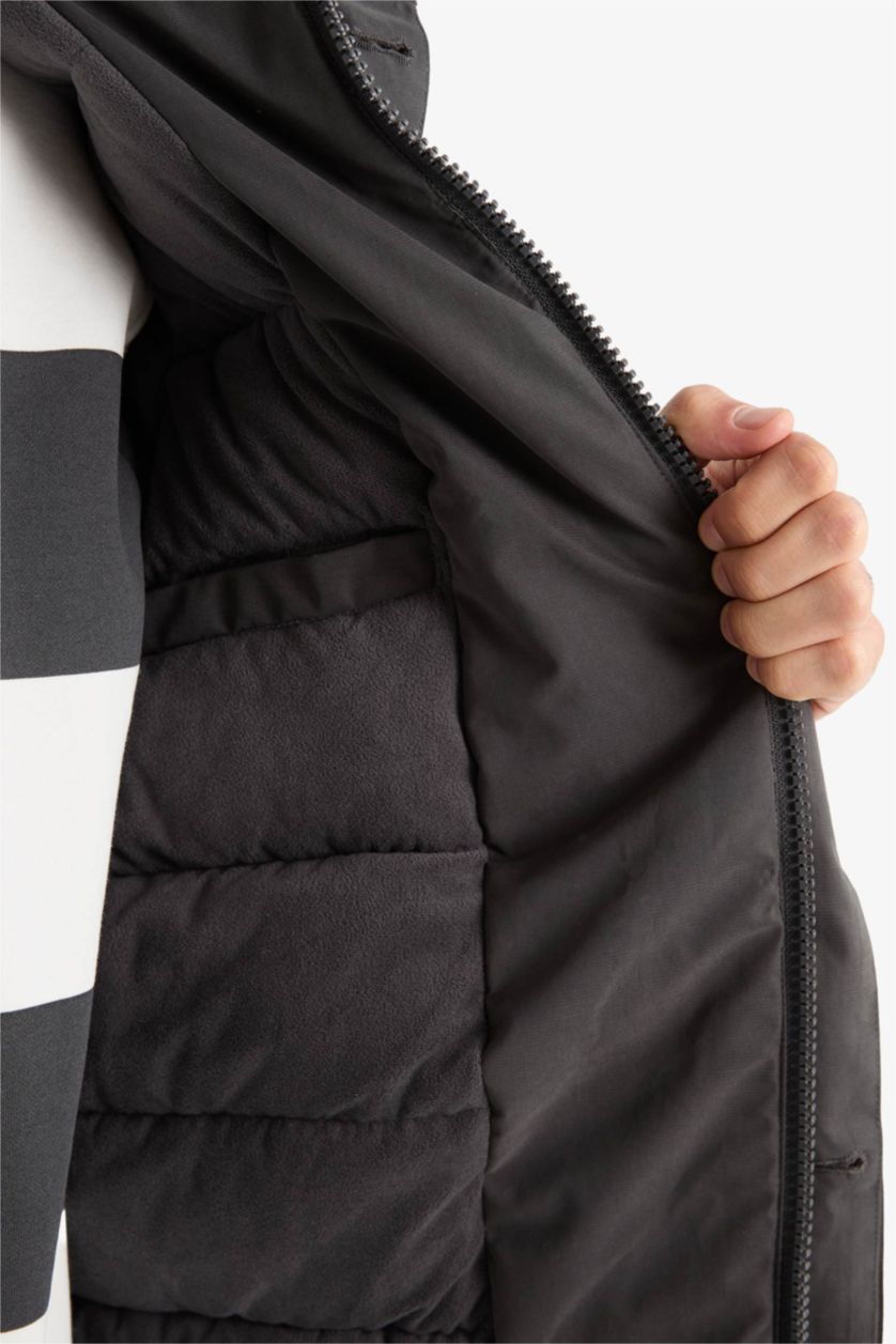 Man Anthracite Waterproof Regular Fit Lined Puffer Jacket