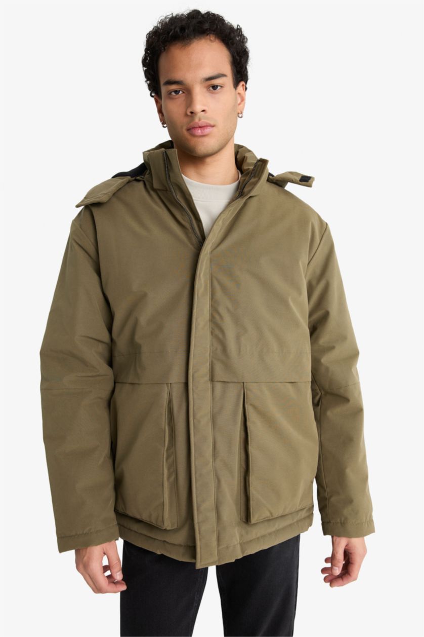 Ерлер хаки бас киімді Пальто