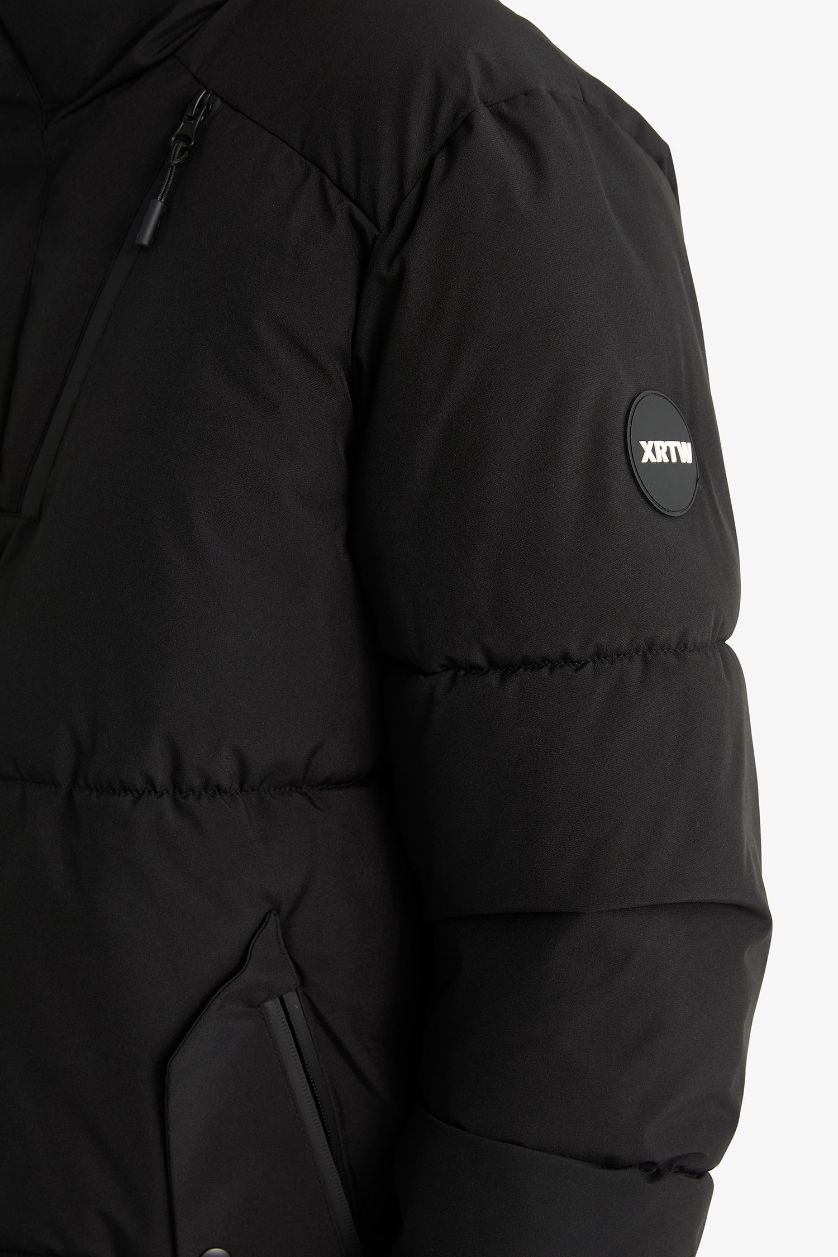 Erkek Siyah Su İtici Fermuarlı Mont