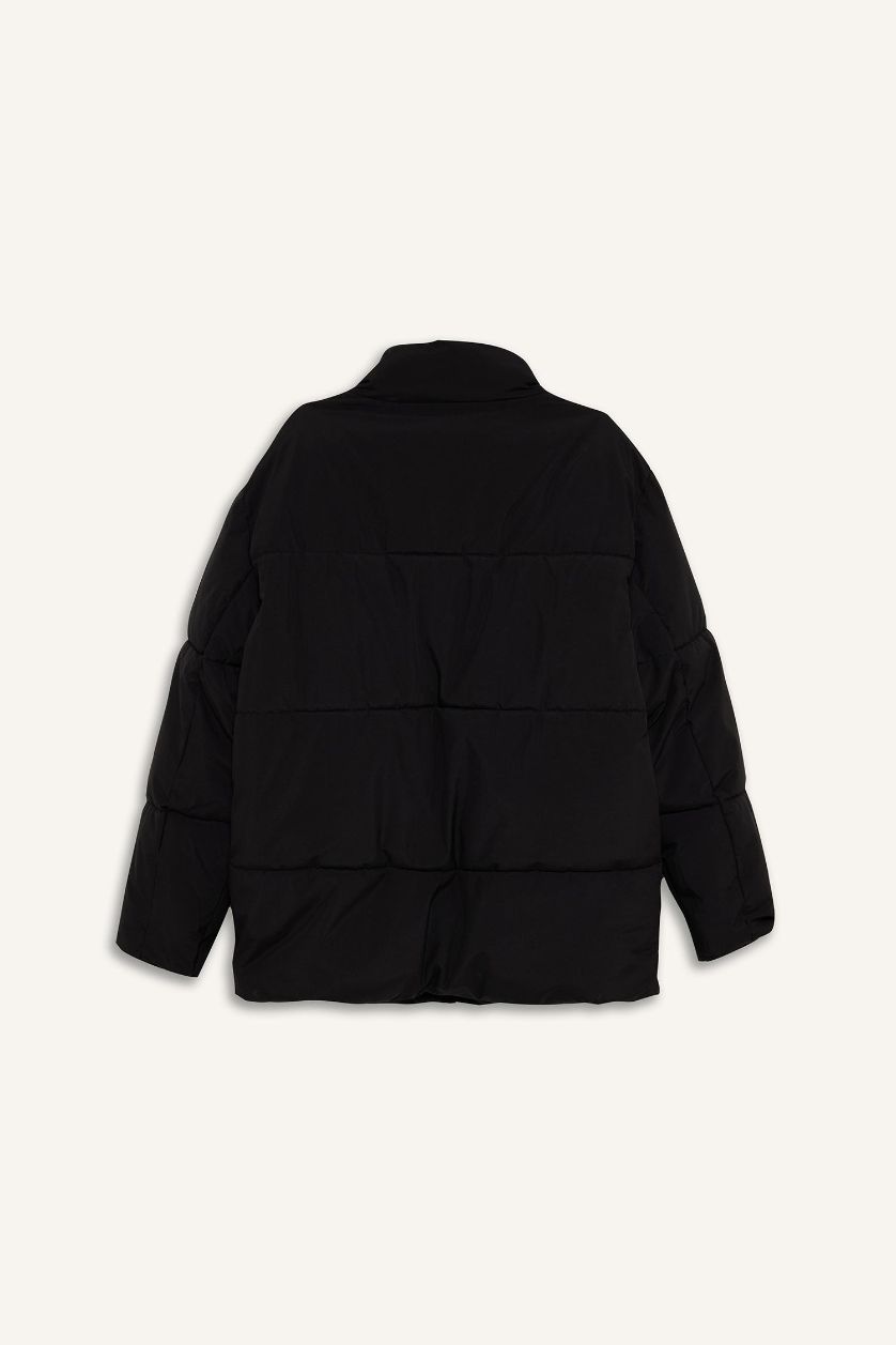 Erkek Siyah Su İtici Fermuarlı Mont