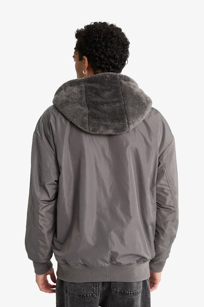Man Dark Grey Oversize Fit Puffer Jacket