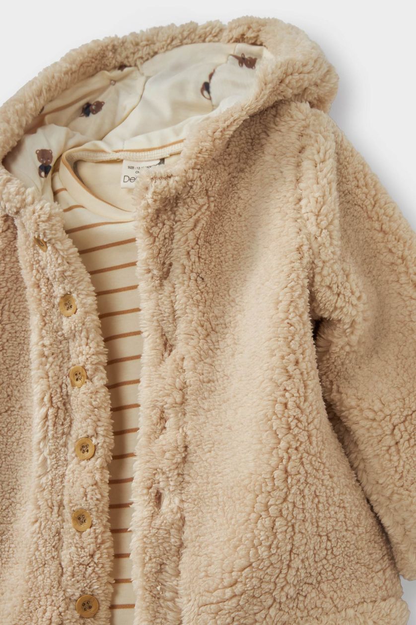 طفلة صغيرة بيج طقم اولادي تيشيرت سويت بانتس وكارديجان قصة عادية - 3 قطع